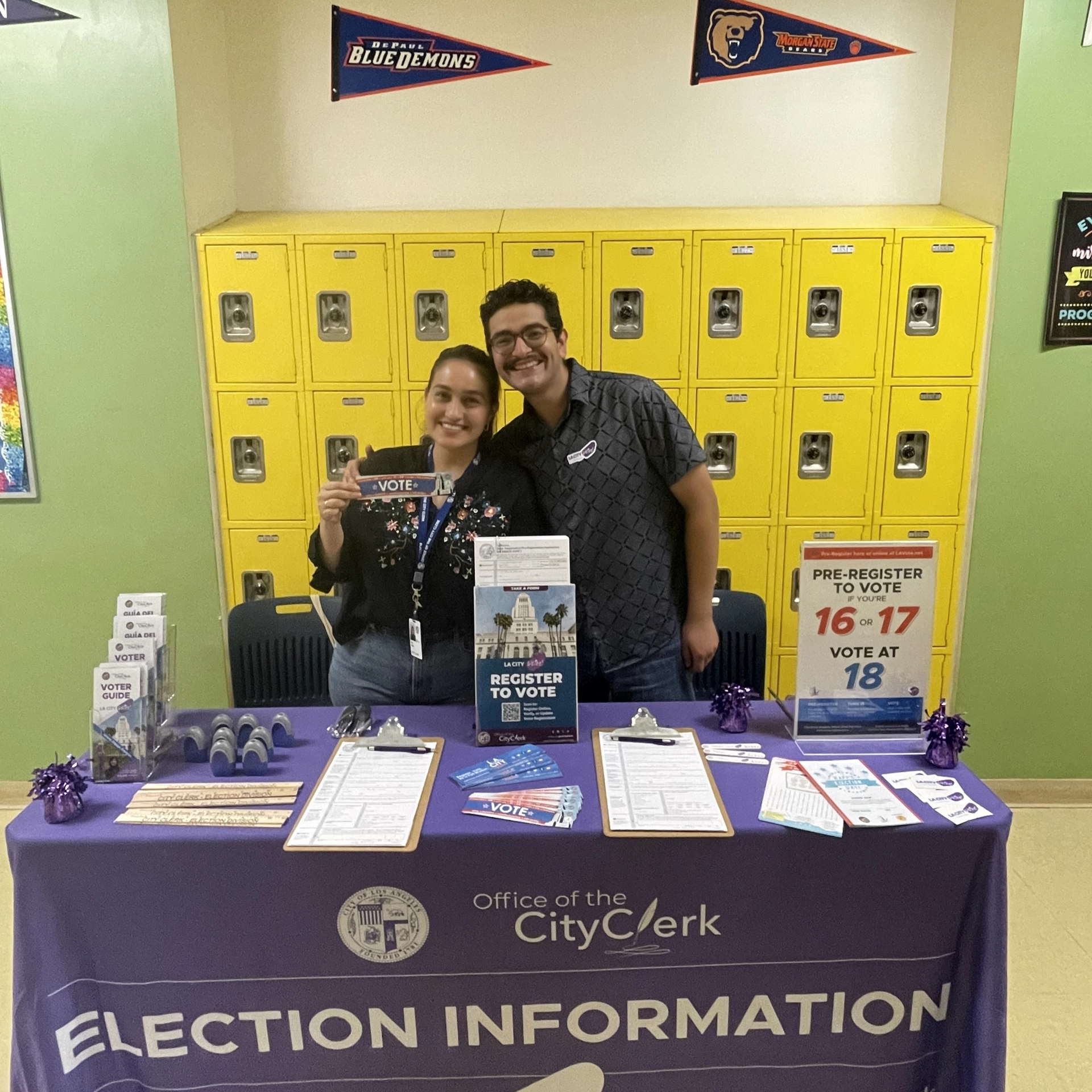 Outreach team table high school purple 